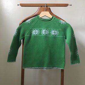 Hanna Andersson Green Snowflake Sweater